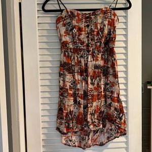 Forever 21 orange patterned strapless mini dress